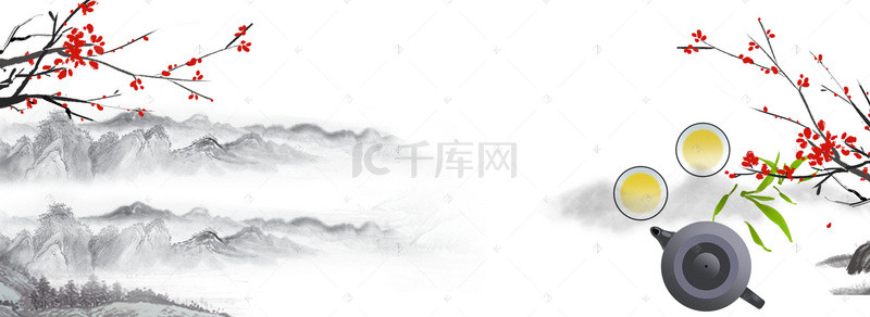 梅花花瓣背景图片_养生茶广告海报背景
