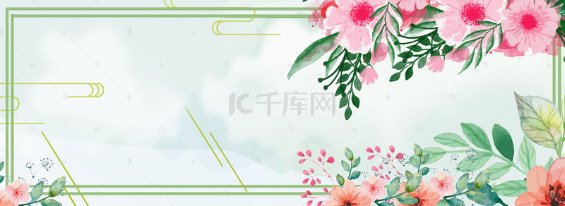 春意清新背景图片_天猫浪漫春天春季美妆促销绿色清新banner