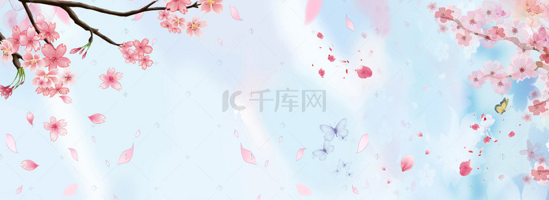 樱花背景图片_浪漫梦幻桃花花瓣淘宝海报背景