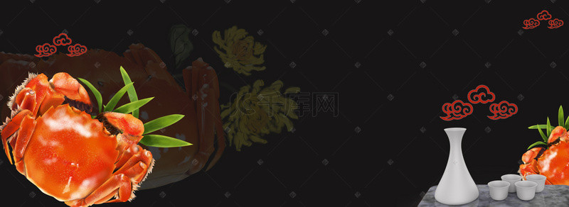 舌尖上的美食大闸蟹淘宝电商banner