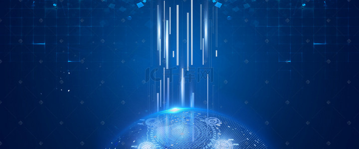 区块链链科技背景图片_蓝色科技感banner背景