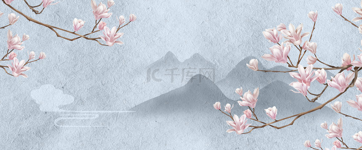 教师节背景图片_古风工笔画中国风简约花卉背景