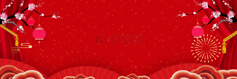 新年淘宝促销海报背景图片_红色喜庆背景模板
