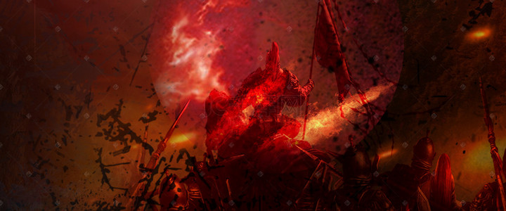 战争爆炸背景图片_战争游戏千军万马古战场背景海报