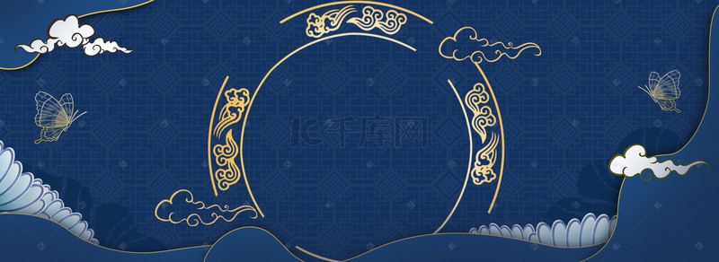 微立体海报背景图片_新式中国风蓝色简约海报背景