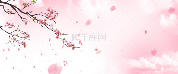 清新粉色云朵背景图片_春季上新云粉色电商海报促销背景