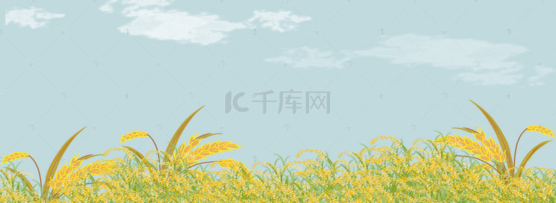 乡下背景图片_芒种清新插画背景