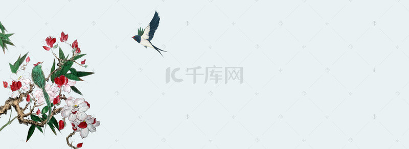 中国风手绘唯美背景图片_中国风古典文艺手绘蓝色背景