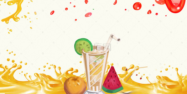 淘宝水果饮料食品清新促销叶子海报背景