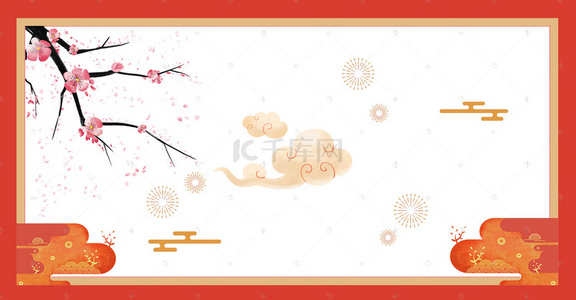 新年文本框背景图片_红色中国风新年边框背景
