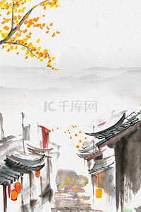 江南夏季背景图片_中国风乌镇江南古镇旅游海报背景模板