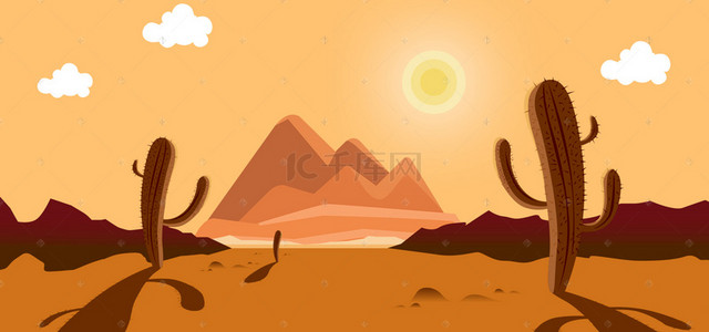 卡通国庆节出游背景图片_去沙漠旅行背景图