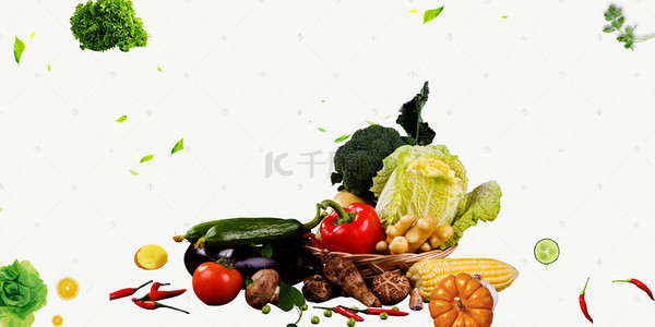 蔬菜水果卡通背景图片_淘宝矢量卡通美食蔬菜水果蓝天白云南瓜海报