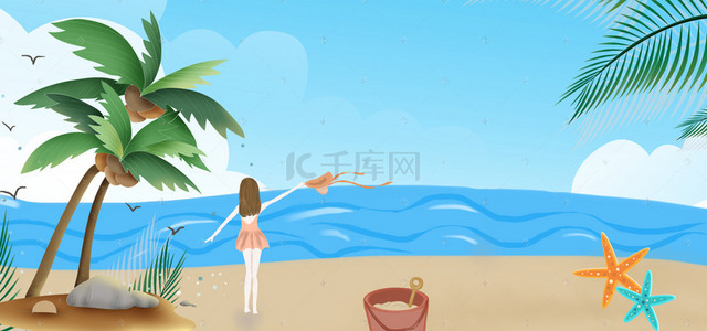 童趣夏日背景图片_夏日上新卡通童趣清新banner