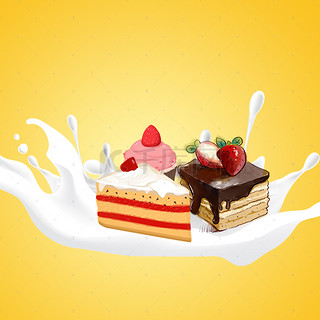 黄色背景上的蛋糕