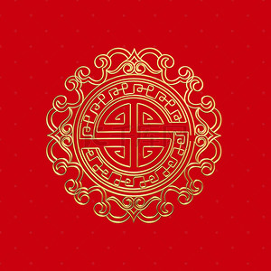 红底中国结古典花纹海报背景模板