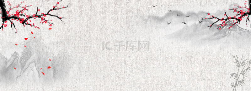 复古风景海报背景图片_手绘复古中国风banner