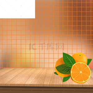 橙色格子桌布小家电榨汁机PSD分层主图