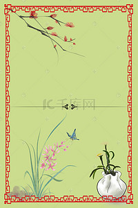 中国花卉植物海报背景图