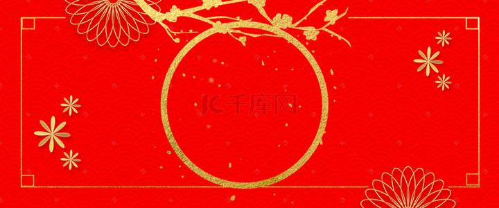 猪年古典红色背景背景图片_新年春节烫金猪年红色背景