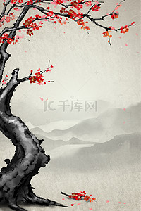 中国复古背景图片_中国风水墨花卉海报背景psd