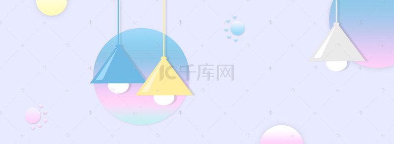 banner紫背景图片_简约卡通灯多彩圆形banner背景