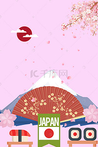 日本樱花盛开海报背景图