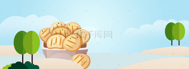 美食俯视图文艺小清新童趣蓝banner