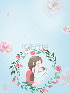 母婴清新母亲节快乐简约漂浮花卉广告背景