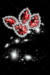 珠宝首饰钻石项链胸花闪光黑色华贵海报背景