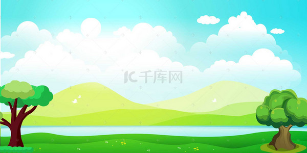 夏日清新自然景色绿色banner