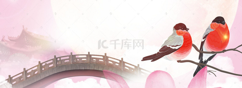 七夕鹊桥传统banner背景