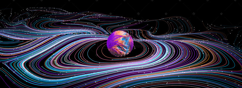 网页科技背景图片_星球科技质感星空星夜螺旋C4D背景