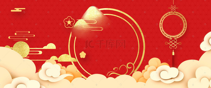 小年快乐海报背景图片_烫金红色春节喜庆猪年背景