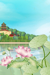 绿色风景合成背景图片_创意绿色湖边风景合成背景