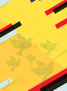 黄色飞鸟条纹背景