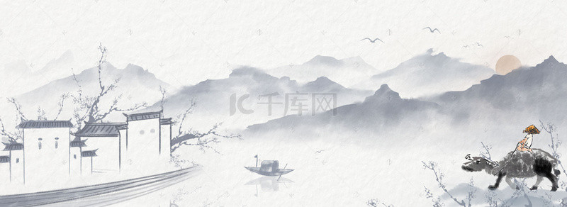 清明节下雨背景图片_清明节水墨中国风创意背景合成