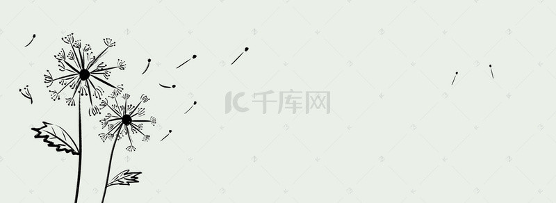 青色促销背景图片_蒲公英青色简约清新淘宝banner