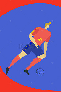 蓝红色激情世界杯踢足球运动广告背景