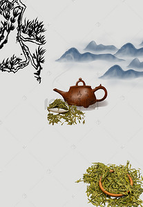 新茶春茶海报背景图片_中国风茶道海报背景