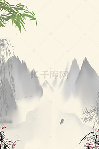 中国风禅意背景图片_传统节气中国风水墨画背景