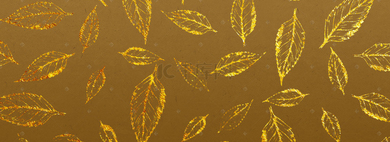 中国复古背景图片_棕色传统花纹中式烫金风叶子背景