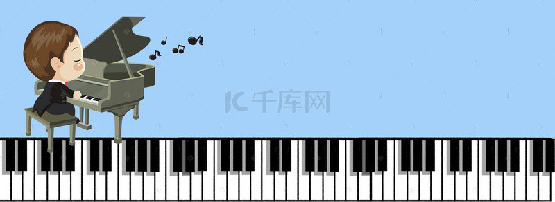 音乐琴键背景图片_音乐钢琴小男孩海报背景