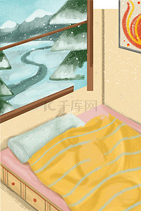 卡通免抠图背景图片_卡通床和被子免抠图