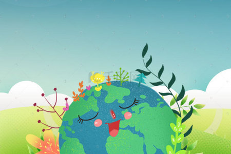 世界地球日卡通手捧地球绿色海报背景素材