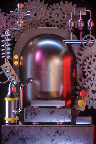机械背景图片_C4D立体简约机械金属内核工业电商背景