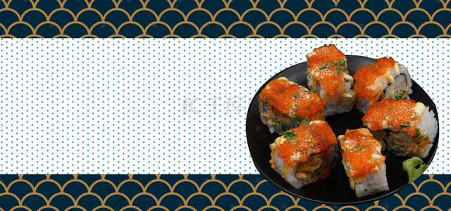 日料美食背景图片_美味寿司日系文艺几何背景