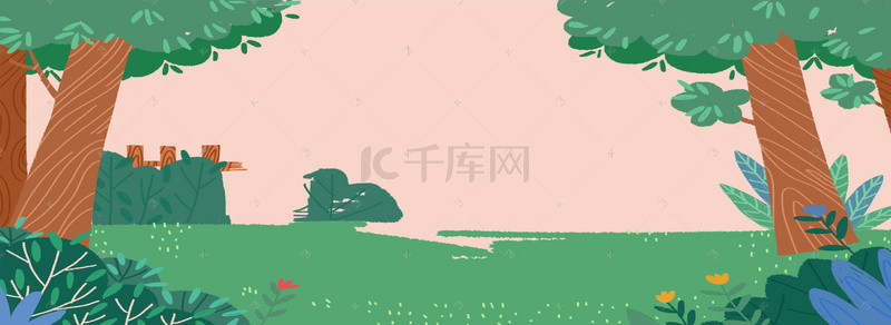 森林插画背景背景图片_大自然童趣森林背景