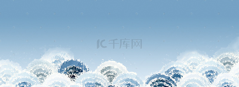 世界海洋日背景背景图片_蓝色海浪平面手绘背景图