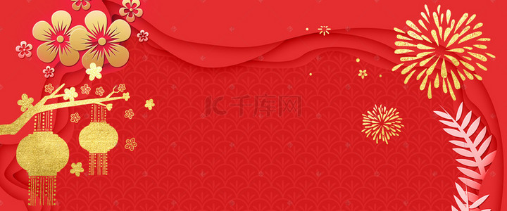 猪年背景图片_春节红色烫金喜庆猪年背景